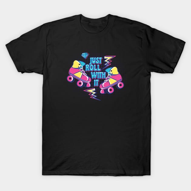 Just Roll With It Skates Retro T-Shirt by Can Photo